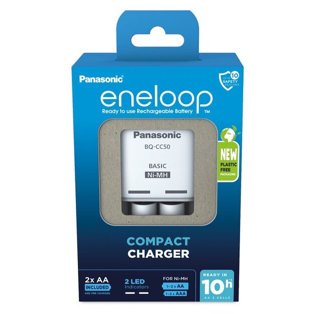Panasonic Eneloop BQ-CC50 įkroviklis + 2 x R6/AA Eneloop 2000mAh BK-3MCDE