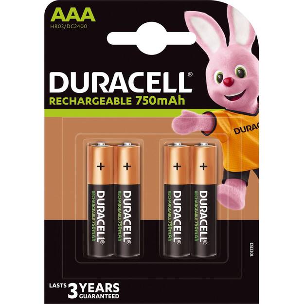 DURACELL AAA 750mAh įkraunamos baterijos 4 vnt. HR03/DC2400