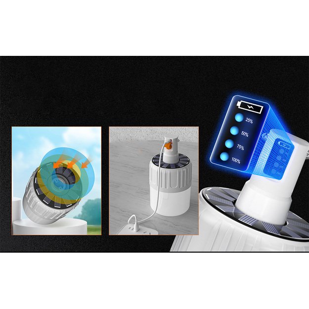 Superfire T26-S stovyklavimo lempa su saulės baterija 500lm