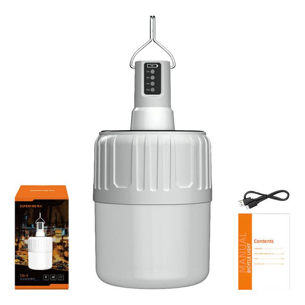 Superfire T26-S stovyklavimo lempa su saulės baterija 500lm