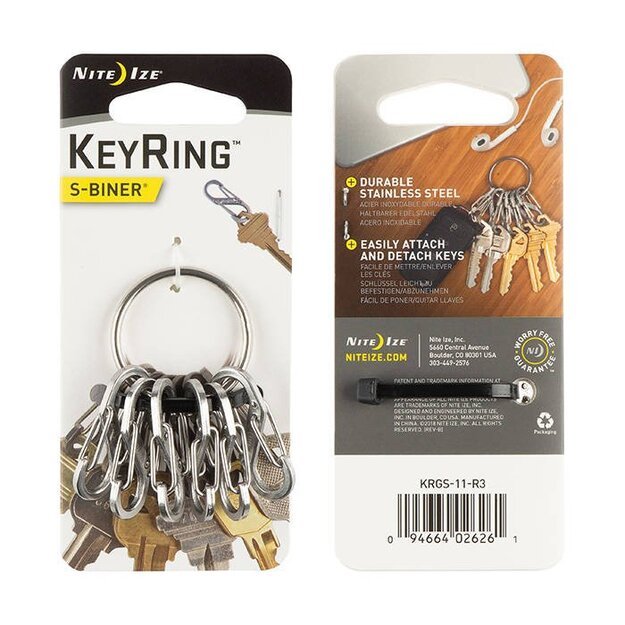 Nite Ize – S-Biner KeyRing nerūdijančio plieno karabinas - KRGS-11-R3