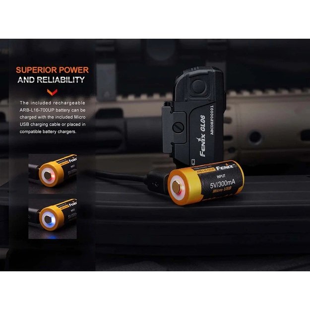 Fenix GL06 žibintuvėlis ant ginklo