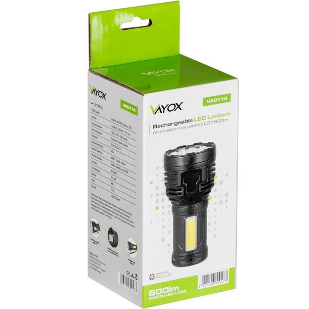 Vayox hand lamp 4xLED + COB 600lm VA0114