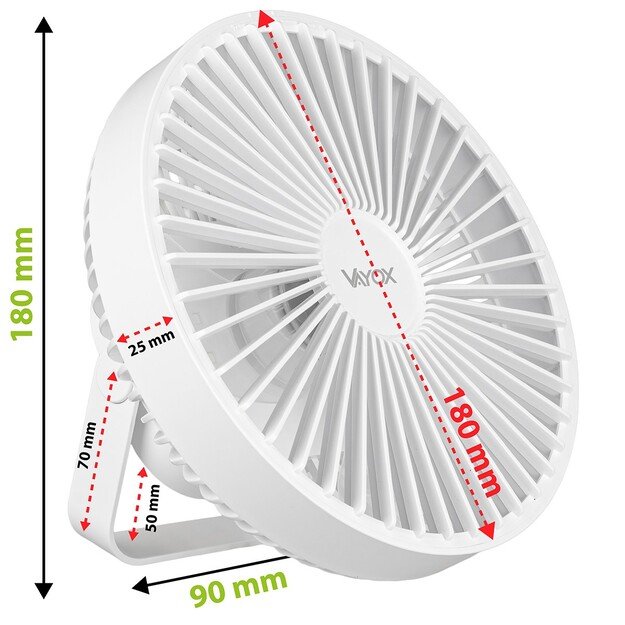 Vayox Настольный перезаряжаемый вентилятор с подсветкой 6xSMD VA0337W Белый