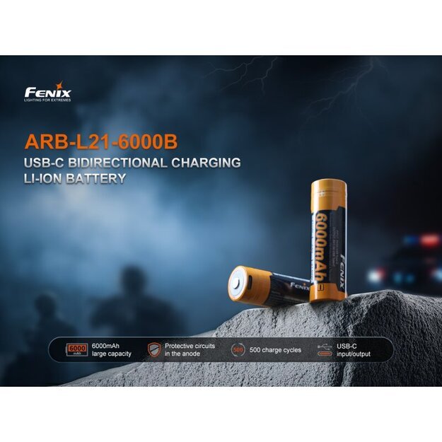 Fenix ARB-L21-6000B LiIon USB baterija 21700