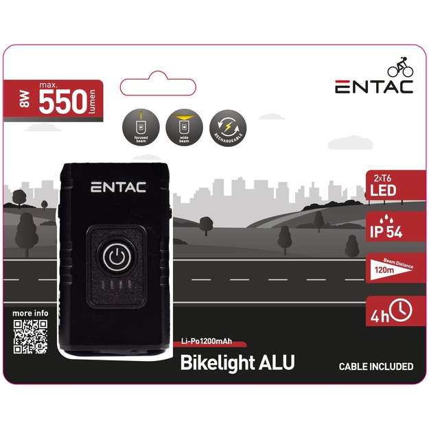 Entac 8W žibintuvėlis dviračiui 550lm