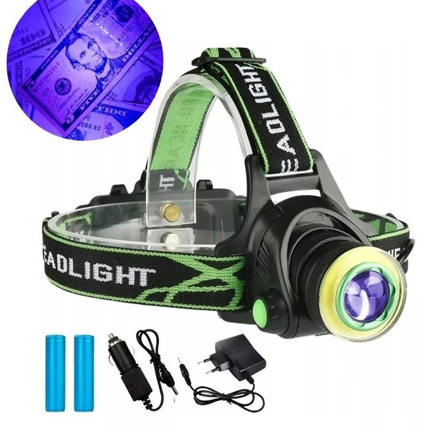 Ultravioletinės ir baltos šviesos žibintuvėlis viename COB LED