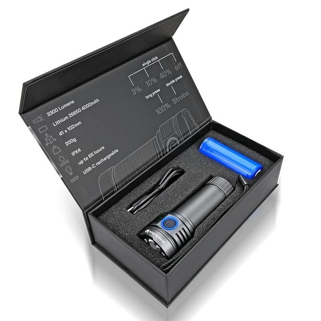 EverActive FL-3300R Luminator įkraunamas LED rankinis žibintuvėlis