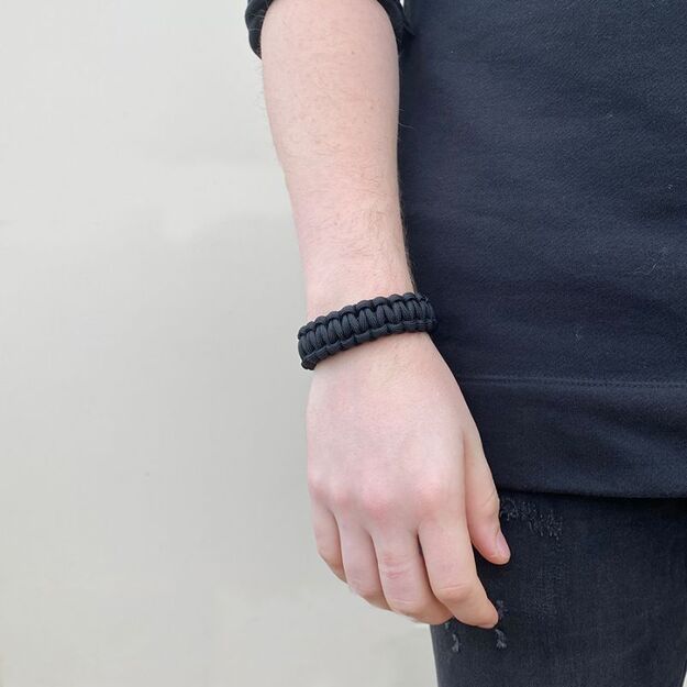 Paracord apyrankė "Cobra" išgyvenimui, Juoda