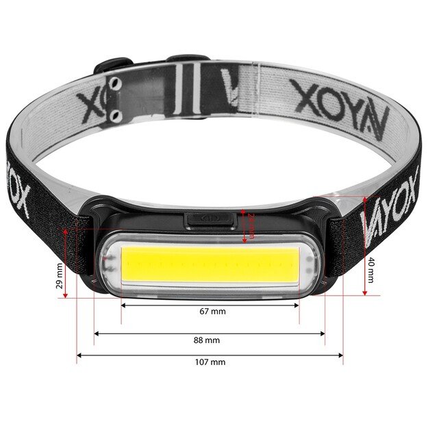 Vayox Įkraunamas žibintuvėlis ant galvos 300lm COB VA0177