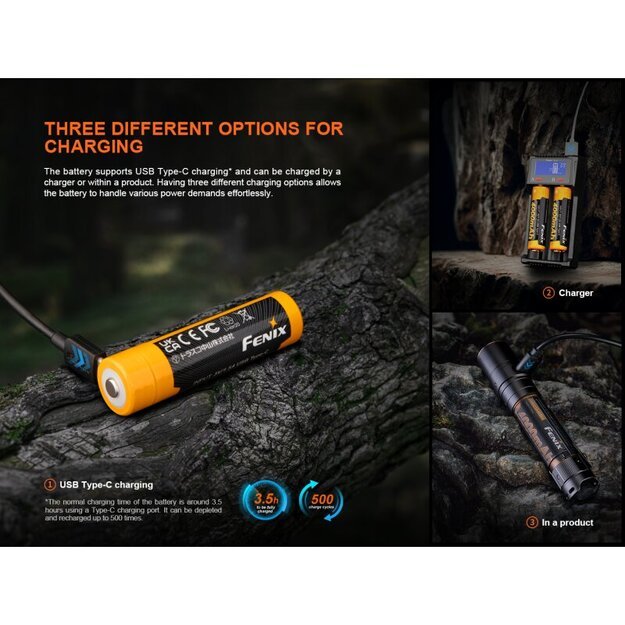 Fenix ​​​​ARB-L18-4000U 18650 Li-Ion baterija, įkraunama USB 4000 mAh