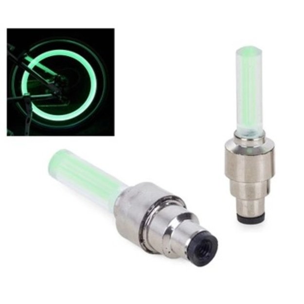 Šviečiantys ventiliai LED, žali 2 vnt