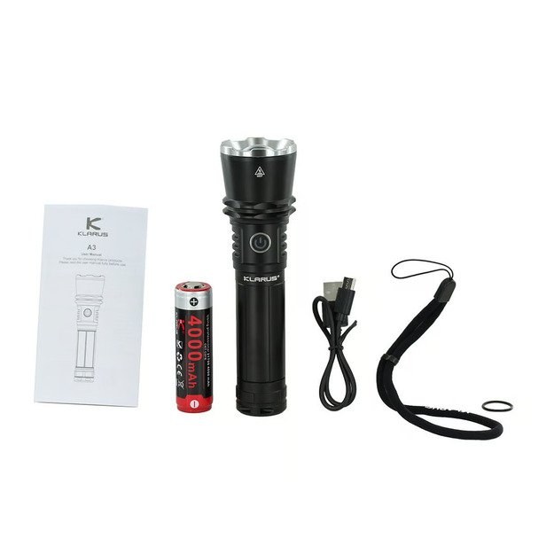 Klarus A3 įkraunamas fokusuojamas žibintuvėlis, 2200 liumenų, 750 metrų