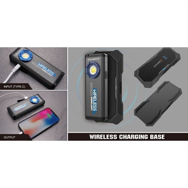 Рабочий фонарь Explorer COB LED с беспроводной зарядной станцией