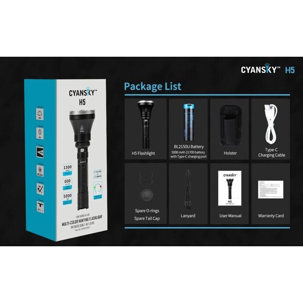 Cyansky H5 medžioklinis žibintuvėlis