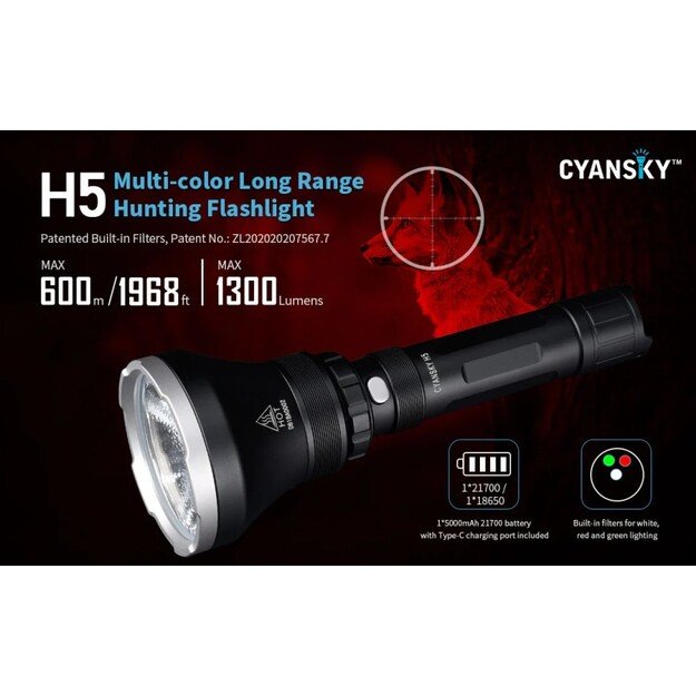 Cyansky H5 medžioklinis žibintuvėlis