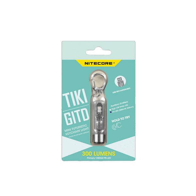 Nitecore TIKI GITD įkraunamas LED raktų žibintuvėlis, 300 Lm