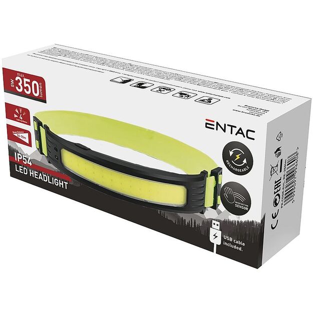 Аккумуляторный налобный фонарик Entac 5W Sensor