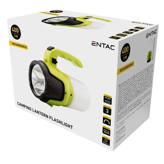 Įkraunamas žibintas ENTAC 5W ABS 400lm +Camp