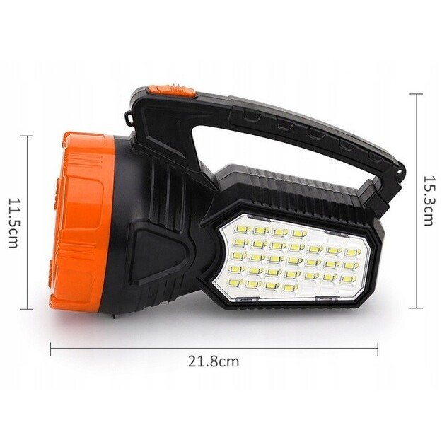 Įkraunamas 1,6 W LED žibintuvėlis su saulės energijos įkrovimu ir 2,8 W šoniniu žibintu LB0168 LIBOX