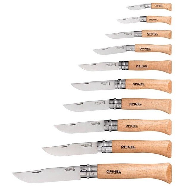 Opinel peilių rinkinys dėžutėje 10 vnt. 02-12, INOX nerūdijantis plienas