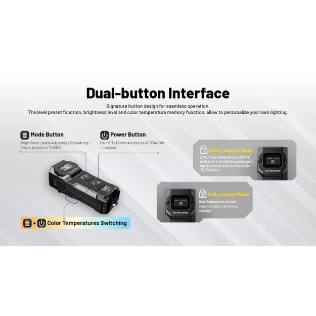 Nitecore TUP2 žibintuvėlis 1200 lm, MCT, OLED Juodas