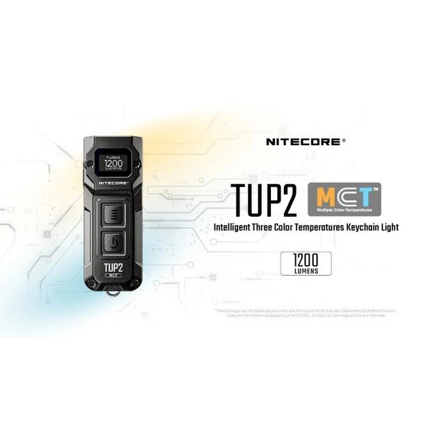 Nitecore TUP2 žibintuvėlis 1200 lm, MCT, OLED Juodas