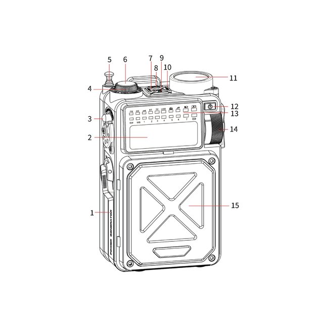 Туристическое радио с фонариком, генератором и внешним аккумулятором (power bank) 4000мАч