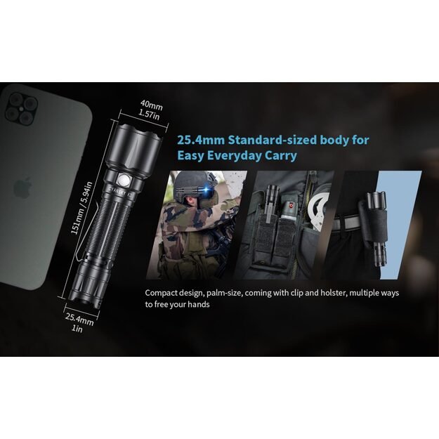 CYANSKY K3 taktinis žibintuvėlis (600 m, 1600 liumenų)