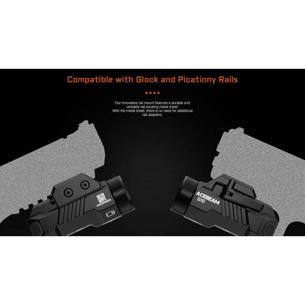 Acebeam G10 žibintuvėlis ant ginklo