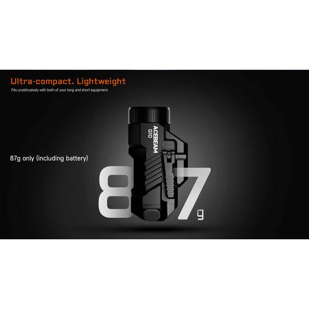 Acebeam G10 žibintuvėlis ant ginklo