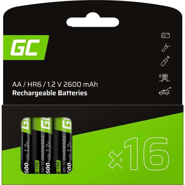 Green Cell AA baterijos HR6 2600mAh Battery (16 vnt)