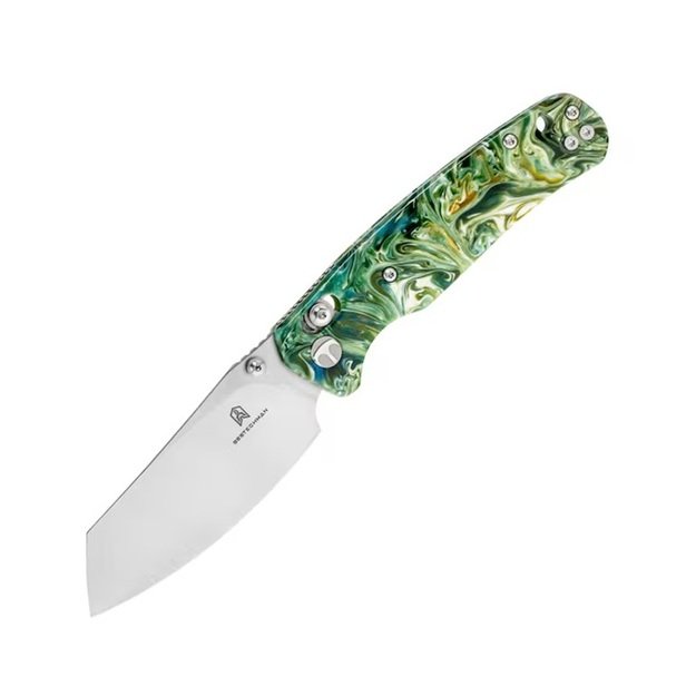 Bestechman sulankstomas peilis „Cicada's Wing“ žaliai margas BMK06P