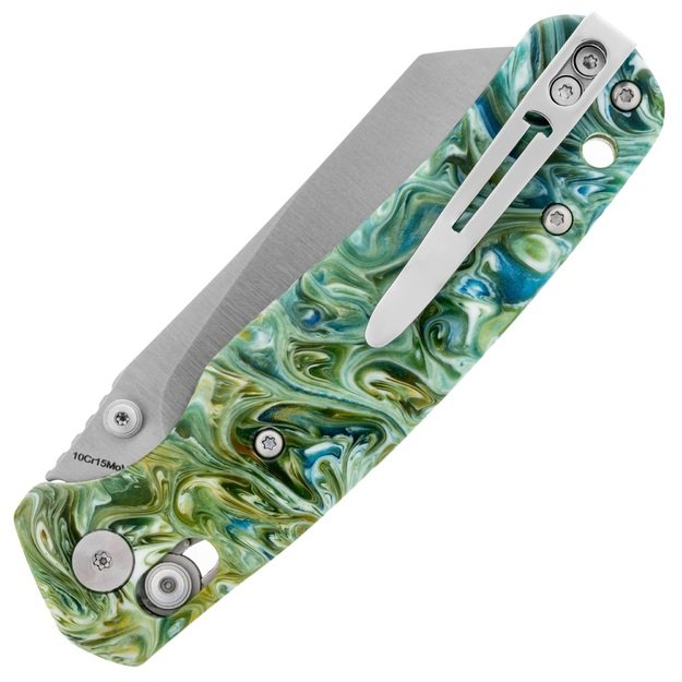 Bestechman sulankstomas peilis „Cicada's Wing“ žaliai margas BMK06P