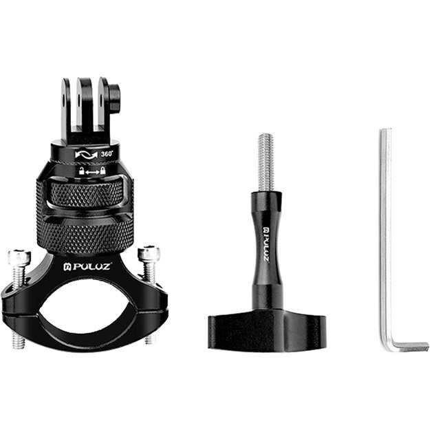 Aluminum 360&deg; PULUZ Steering Wheel Mount for Sports Cameras (Black)