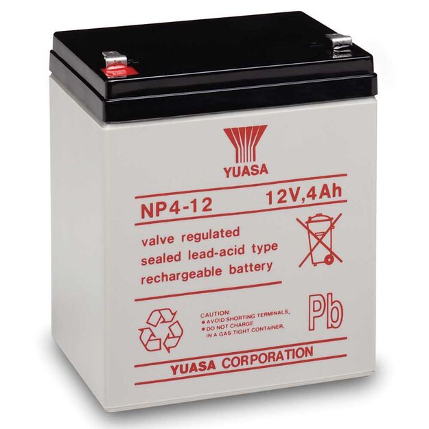 YUASA NP4-12 (4Ач, 12В, F1, VRLA, AGM аккумулятор)