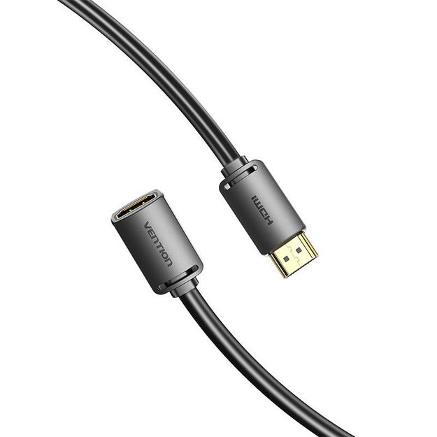 HDMI 2.0 vyriškos ir HDMI 2.0 moteriškos lyties prailginimo kabelis Vention AHCBI, 3 m, 4K 60 Hz, (juodas)