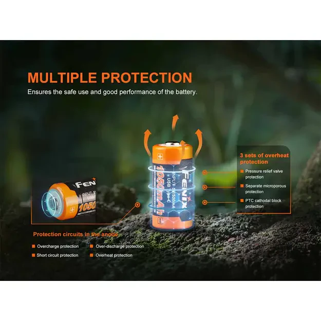 Аккумулятор Fenix ARB-L16-1050UP Li-ion с защитой 16340 CR123A