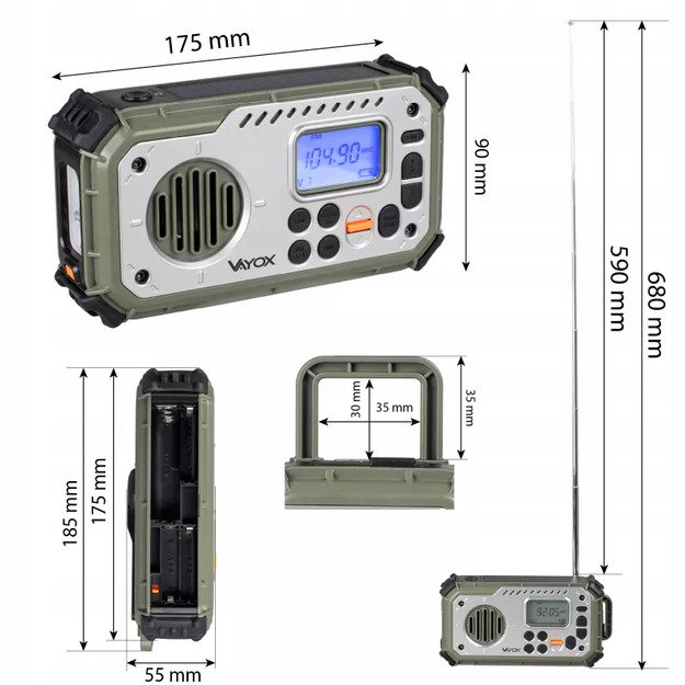 Vayox VA0440 Emergency Radio with Power Bank and Bluetooth