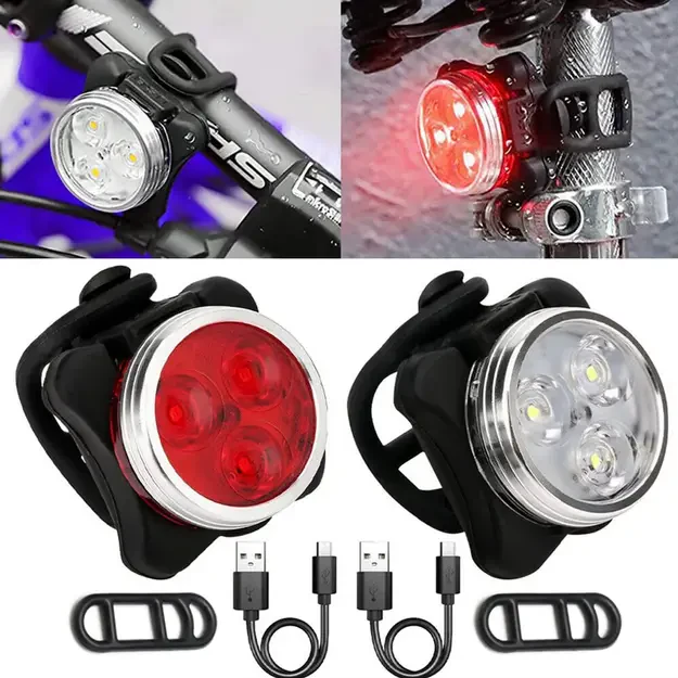Clip-on LED Safety Lights for Dog Collar and Bicycle, Front and Rear Kit (White & Red)