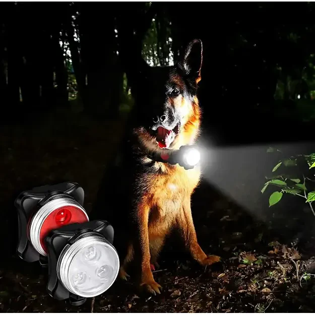 Clip-on LED Safety Lights for Dog Collar and Bicycle, Front and Rear Kit (White & Red)