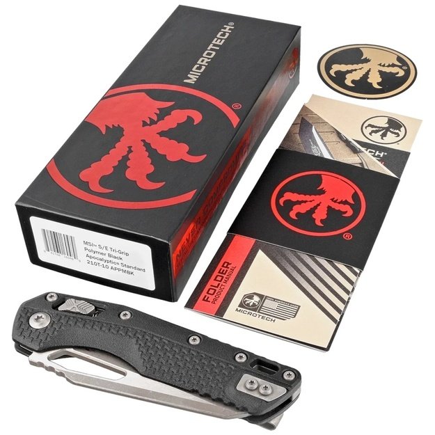 Microtech MSI S/E peilis Black Tri-Grip Polymer, Apocalyptic M390MK by Tony Marfione (210T-10APPMBK)