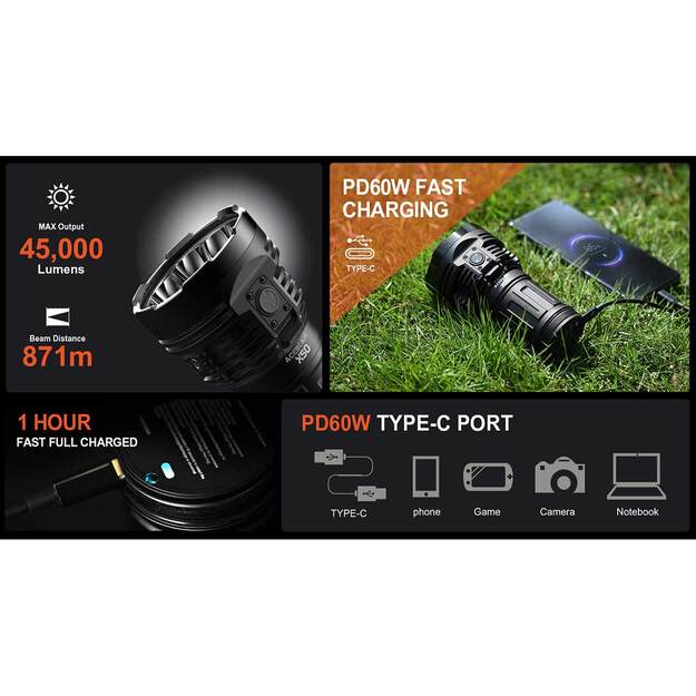 Фонарик AceBeam X50 2.0 45 000 лм, 6500 КБ