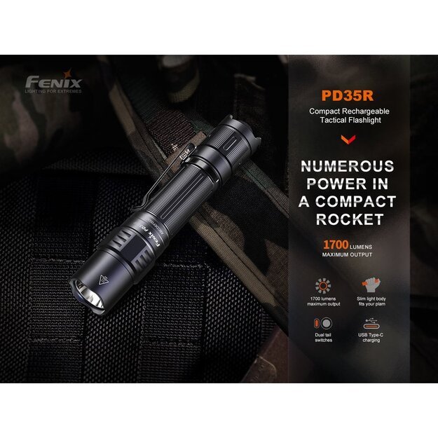 Fenix ​​​​PD35R LED žibintuvėlis su USB jungtimi