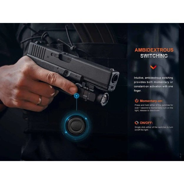 Fenix GL06-365 taktinis žibintuvėlis ant ginklo