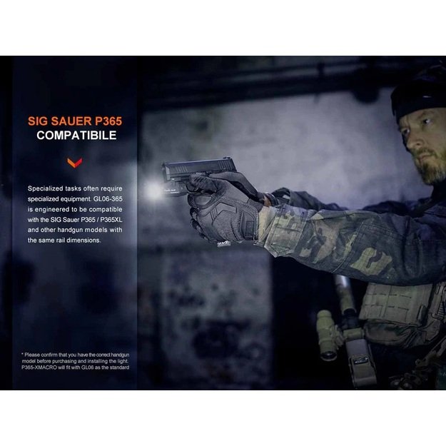 Fenix GL06-365 taktinis žibintuvėlis ant ginklo