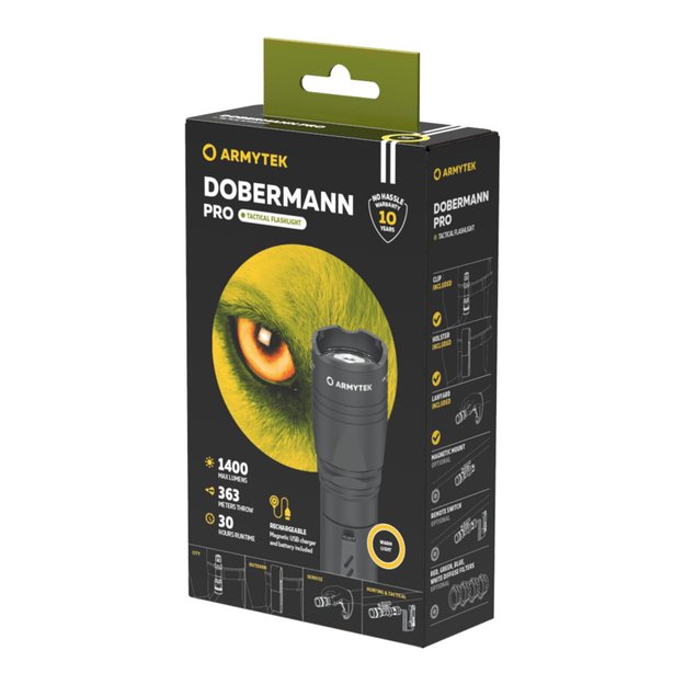 Armytek Dobermann Pro Magnet USB žibintuvėlis, šaltai balta F07501C