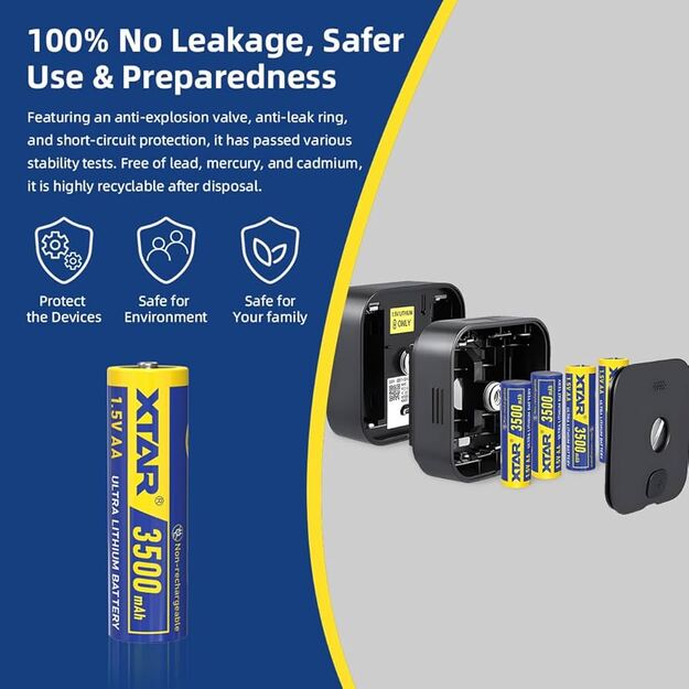 XTAR 1.5V AA Литиевые батарейки неперезаряжаемые FR6 3500mAh F4 4шт