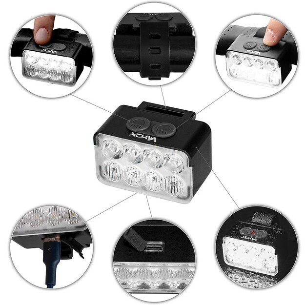 Vayox Передний велосипедный фонарь 900lm 8*LED USB-C VA0151