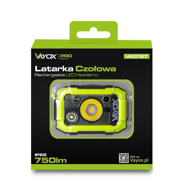 Vayox Įkraunamas žibintuvėlis 750lm CREE + SMD Pro Series VA0187